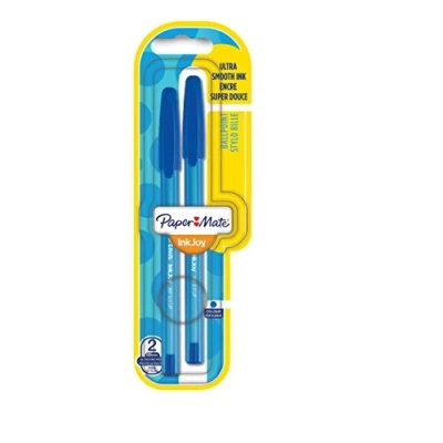 Image of Papermate InkJoy 100 Cap 0.5 mm Ultra Fine Tip Capped Ball Pen Blue (Pack of 2)