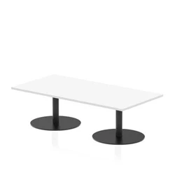Image of Italia 1600 x 800mm Rectangular Coffee Table White Top 475mm High Black Leg