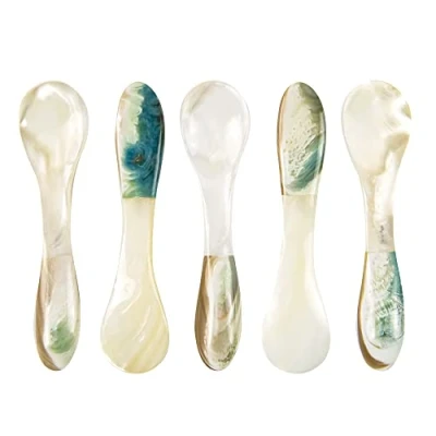 Image of DUEBEL 5 pcs Mother of Pearl Tableware Caviar Spoons (5pcs Chartreuse Spoons)