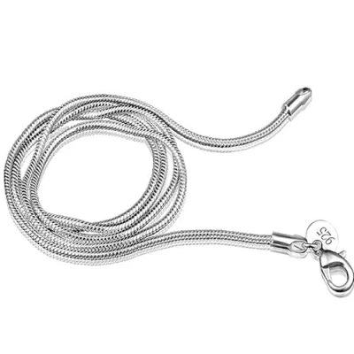 Image of Washranp Necklace,Women&#039;s Simple Design 925 Sterling Silver 2mm Snake Chain Lobster Clasp Necklace 20 inches