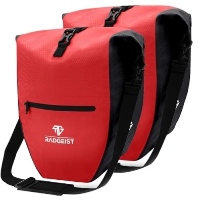 Image of RADGEIST Bicycle Bags for Pannier Rack Set Bag Shoulder Waterproof 23 28 L Red