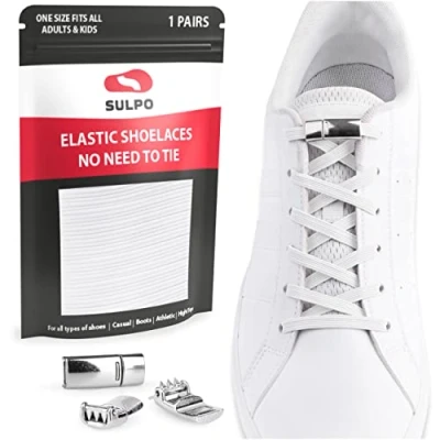 Image of SULPO elastic laces with magnetic closure without ties No tie shoe adult and kids Rubber for trainers, sneakers, converse nad work shoes One Size Adjustable