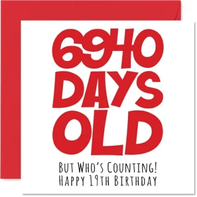 Image of 19th Birthday Card for Men Women Him Her 6940 Days Old Funny Teenager Nineteen Nineteenth Happy Brother Sister Son Daughter Cousin, 145mm x Humour Joke Greeting Cards
