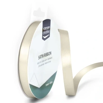 Image of Vaessen Creative Satin Ribbon, Beige, 3mm x 10m, Elegant Shine for Card Making, Scrapbooks, Gift Wrapping and Other Craft Projects, 3 mm