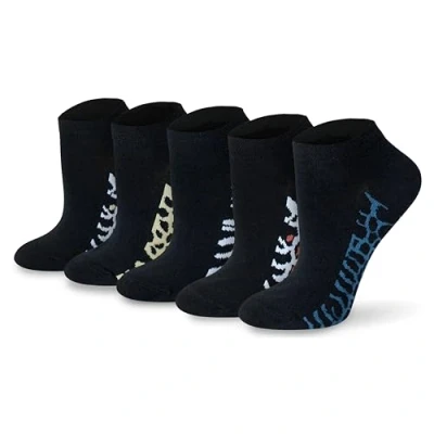 Image of Socksmad Ladies Trainer Socks Size 4 7 Coloured Heel &amp; Toe Black Multipack Womens Sports Cotton Rich, Summer Liners Wardrobe Essentials Gifts for Her Black, 5 Pair Pck