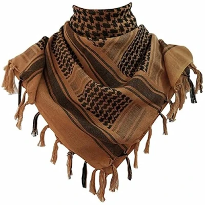 Image of Soft Cotton Shemagh Scarf Arab Sun Hat Combat Desert Keffiyeh SAS Army Tactical Military Head Neck Wrap mask (Mocha)