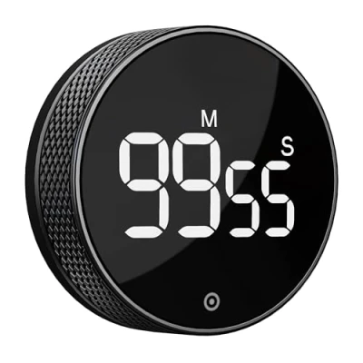 Image of BlueSnail Kitchen Timer, Productivity Timer with LED Digital Display, Smart for Home Classroom Gym Office, Volume and Brightness Adjustable Efficana (Black)