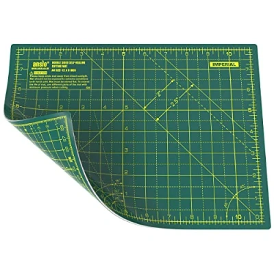 Image of ANSIO Craft Cutting Mat Self Healing A4 Double Sided 5 Layers Quilting, Sewing, Scrapbooking, Fabric &amp; Papercraft Imperial/Metric 11 Inch x 8 / 29cm 21cm Green/Green