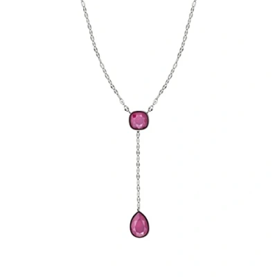 Image of Nomination Allure Necklace for woman in Stainless Steel with 2 Fuchsia Crystal. Lenght 45 adjustable to 54 cm. Made Italy.