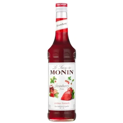 Image of MONIN Premium Strawberry Syrup 700ml for Cocktails and Mocktails. Vegan Friendly, Allergen Free, 100% Natural Flavours Colourings