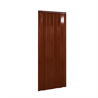 Image of PVC Folding Door Magnetic Catch Concertina Accordion Gloss 84x203cm 6mm Thick (Brown)