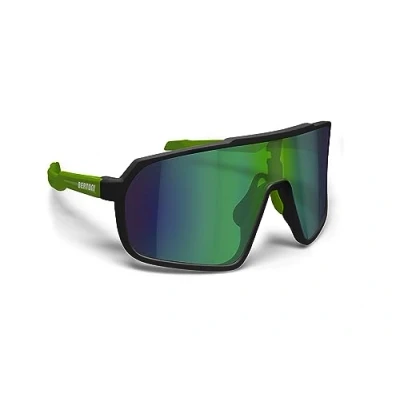 Image of BERTONI Sport Cycling MTB Running Sunglasses for Men Women in TR90 100% UV Block mod. GEMINI (Matt Black/Matt Green Mirror Lens)