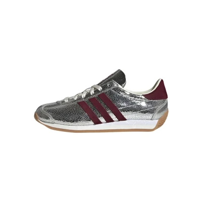 Image of adidas Originals Country OG Trainers, Women&#039;s, Size: 3.5, Silver met maroon off white Leather