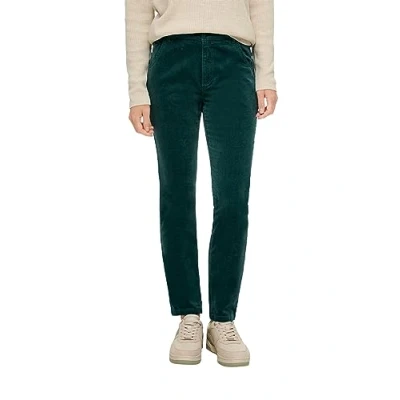 Image of s.Oliver Women&#039;s Long Slim Fit Trousers, Blue Green, 46W x 30L
