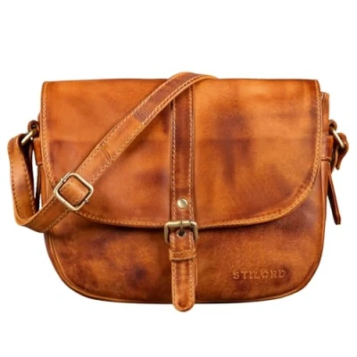 Image of STILORD &#039;Leni&#039; Womens Crossbody Bag Leather Purse Handbag Small Satchel Shoulder Vintage for Evening and Party in Genuine Leather, Colour:larino brown