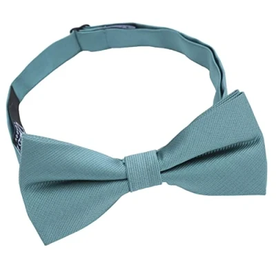 Image of DQT Plain Twill Wedding Thistle Pre Tied Bow Tie for Men Teal