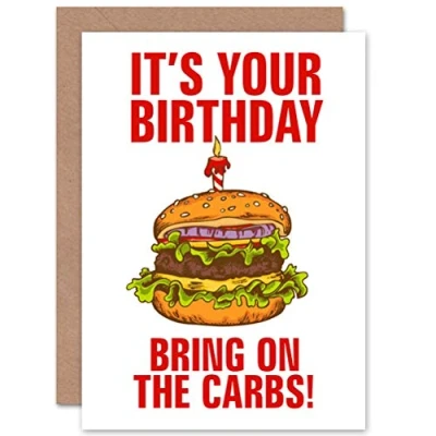 Image of Wee Blue Coo Birthday Burger Funny Health Sealed Greeting Card Plus Envelope Blank inside