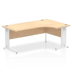 Image of Impulse 1800mm Right Crescent Desk Maple Top White Cable Managed Leg
