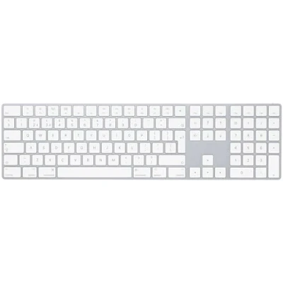 Image of Apple Magic Keyboard with Numeric Keypad: Bluetooth®, rechargeable. Works Mac, iPad or iPhone; British English, Silver