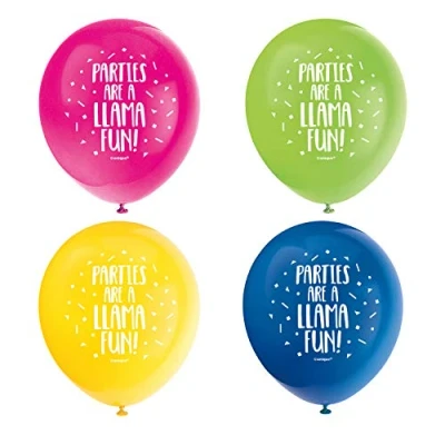 Image of Assorted Colors Llama Birthday Latex Balloons (30cm) Perfect for a Vibrant and Fun Celebration 8ct