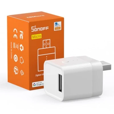 Image of SONOFF ZigBee 3.0 Micro USB Adaptor, 2.0 High Speed Smart Switch 5V 22V, Support Fast Charging Adapter, Compatible with Alexa, Google Home, requires hub, ZBMicro