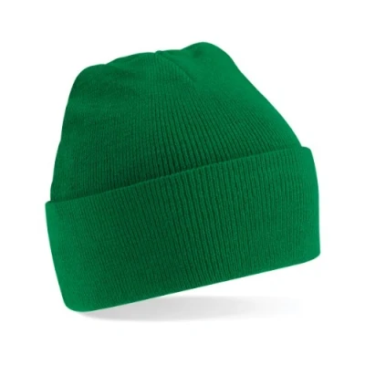 Image of Beechfield Turn up Beanie Baseball Cap, Green (Kelly Green), One Size