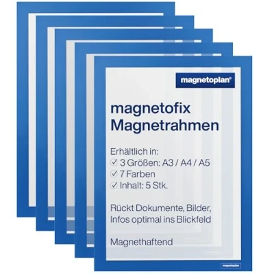 Image of HOLTZ OFFICE SUPPORT GMBH Magnetofix Vision Panel, Format A3, Pack Of 5, Blue Frame