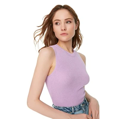 Image of Trendyol FeMan Slim fit Bodycon Crew Neck Knitwear Blouse Lilac