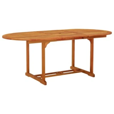 Image of vidaXL Extendable Garden Table in Solid Eucalyptus Wood with a Practical Umbrella Hole Alfresco Dining for Patio and Garden.