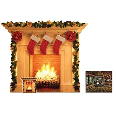 Image of BundleZ 4 FanZ Christmas Fireplace Large Cardboard Cutout/Standup Fan Pack, 101cm x 121cm Includes Mini Cutout and 8 x10 Photo