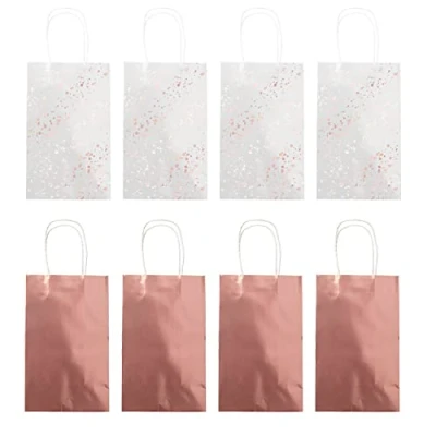 Image of Amscan 9911412 Metallic Rose Gold Paper Party Loot Bags 8 Pack