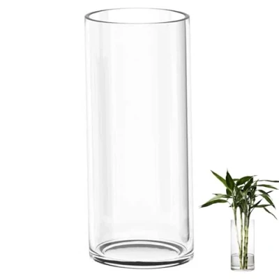 Image of TSKDKIT Extra Large Glass Vase for Flowers 40cm Cylinder Thickened Clear Living Room Modern 40 x 12cm