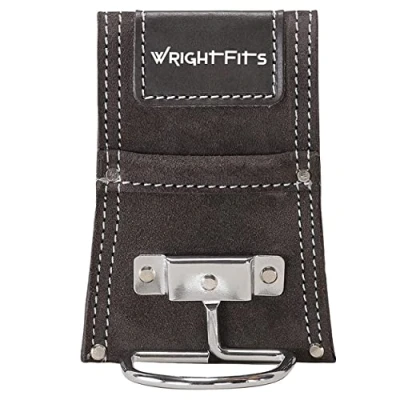 Image of WrightFits Leather Drill Holster Double Nail and Hammer Holder Multi Pockets Tool Work Pouch Organiser &amp; Belt For Builders, Carpenters, Gardeners, Electricians (Nail Pouch) (Hammer Holder)
