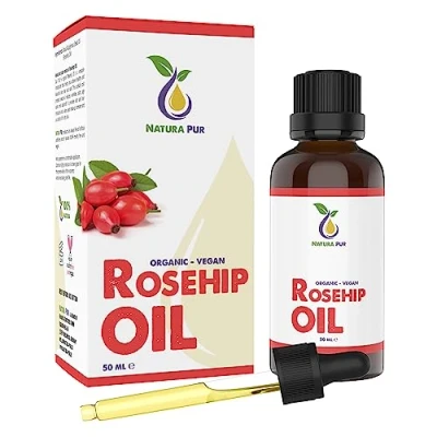 Image of rosehip oil 50ml (Rose Hip Seed Oil) 100% cold pressed, vegan anti aging for face, skin, body, hair, hands