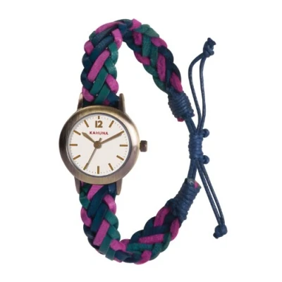 Image of Kahuna Women&#039;s Quartz Watch with White Dial Analogue Display and Turquoise Leather Strap KLF 0020L