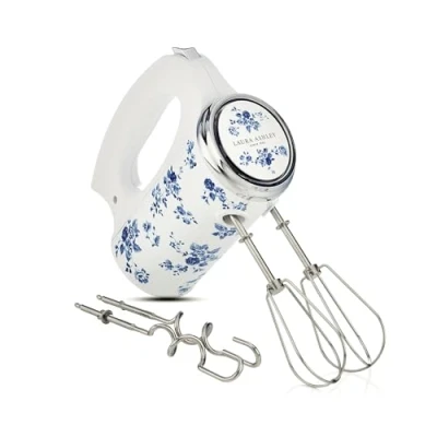 Image of Laura Ashley 300W Electric Hand Mixer. Whisk for Baking with 5 variable speeds. Held Mixers Durable Stainless Steel Beaters. Easy to Clean Light Weight Cake Mixer