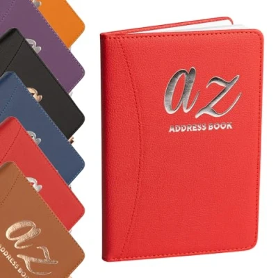 Image of A to Z Telephone Address Book Index Hard Back Cover with Pen Home Office Work (Red)