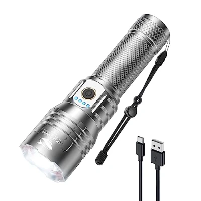 Image of Smiling Shark Torch, Ultra Bright Led Flashlight with 10000 Lumens SD 7009 for Outdoor Camping Hiking Waterproof Rechargeable Manual Flashlight, Torch