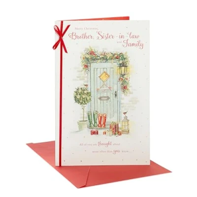 Image of Brother &amp; Sister In Law Traditional Foiled Christmas Greeting Card Xmas Cards