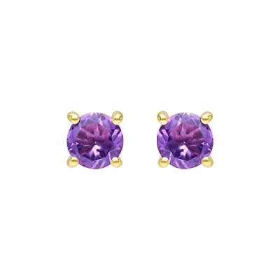 Image of Ivy Gems 9ct Yellow Gold Small Four Claw Amethyst Stud Earrings