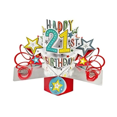 Image of Happy 21st Birthday Pop Up Greeting Card Original Second Nature 3D Cards