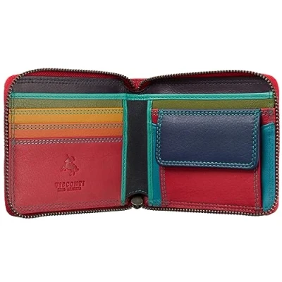 Image of Visconti Spectrum Picasso Zip Around Leather Wallet RFID and Tap n Go SP29 Red Hawaii