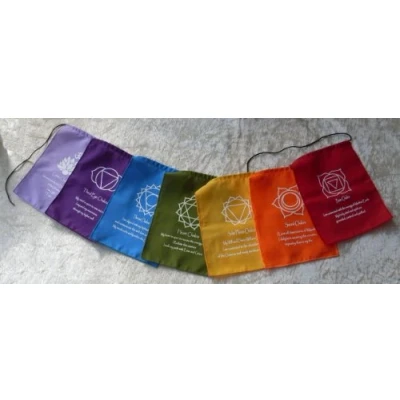 Image of Chakra Meditation Cotton Prayer Flags Bunting Hand Made in Bali