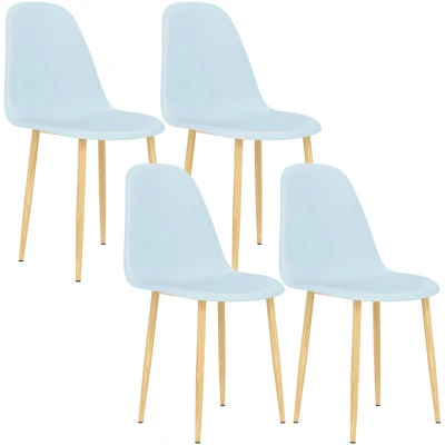 Image of HOMCOM Modern Dining Chairs Set of 4, Kitchen with Backrest and Steel Legs for Room, Living Light Blue