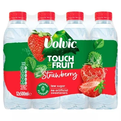Image of Volvic Touch of Fruit Low Sugar Strawberry Natural Flavoured Water, 12 x 500ml