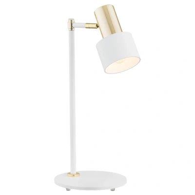 Image of Doria Desk Task Lamp White Structure, Brass Elements