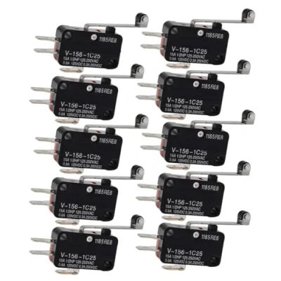 Image of DollaTek 10pcs V 156 1C25 Micro Limit Switch with Long Hinge Roller Momentary SPDT Snap Action for Arduino