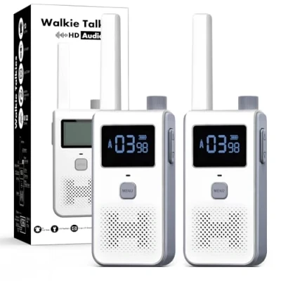 Image of Walkie Talkies, HAKPNEW Two Way Radio Long Range with 8 Channels, 2 Pack Talkies VOX Talking, Belt Clip for Outdoor Hiking Climbing Fishing White