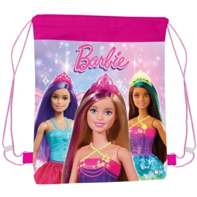Image of Barbie &amp; Friends Drawstring Bag Kids School P.E. Kit Swimming String 43cm x 32cm