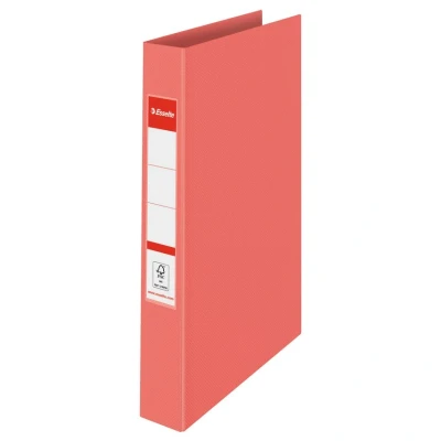 Image of Esselte Ring Binder, 190 Sheet Capacity, 42mm Spine, 2 A4 Folder, Hard Cover File, Home/Office Use, Embossed Pattern, Colour&#039;Breeze Range, Coral, 628433